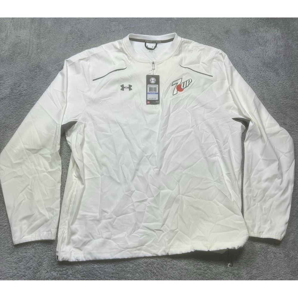 Under Armour Pullover Men's XL White Ultimate Utility Baseball Windshirt 7Up NEW